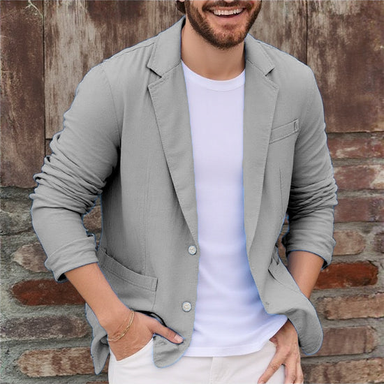 Cotton-linen Loose-fit Solid-color Lightweight Regular Casual Blazer